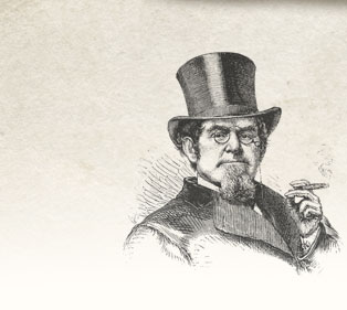A gentleman in a top hat enjoying a cigar